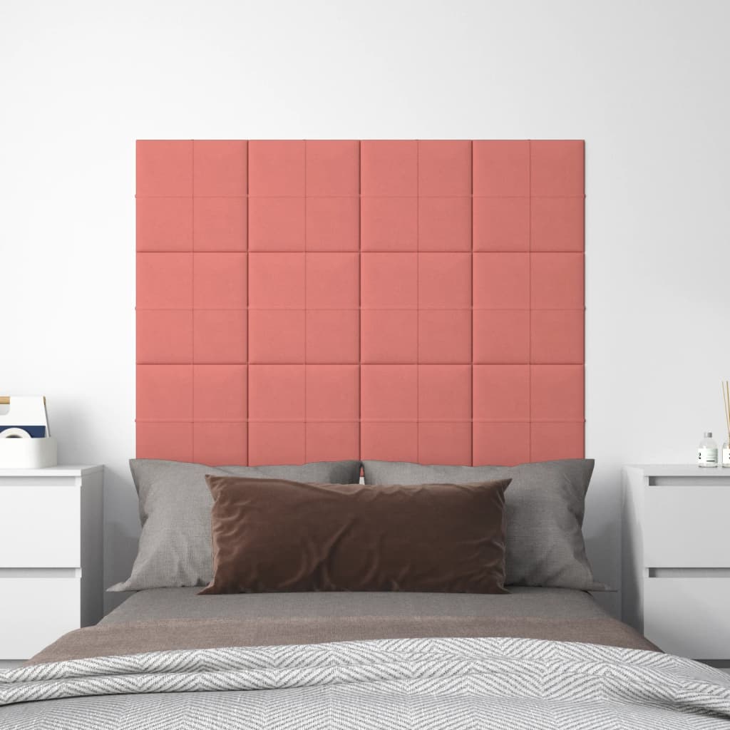 Panneaux muraux vidaxl 12 st 1,08 m² 30x30 cm en velours rose