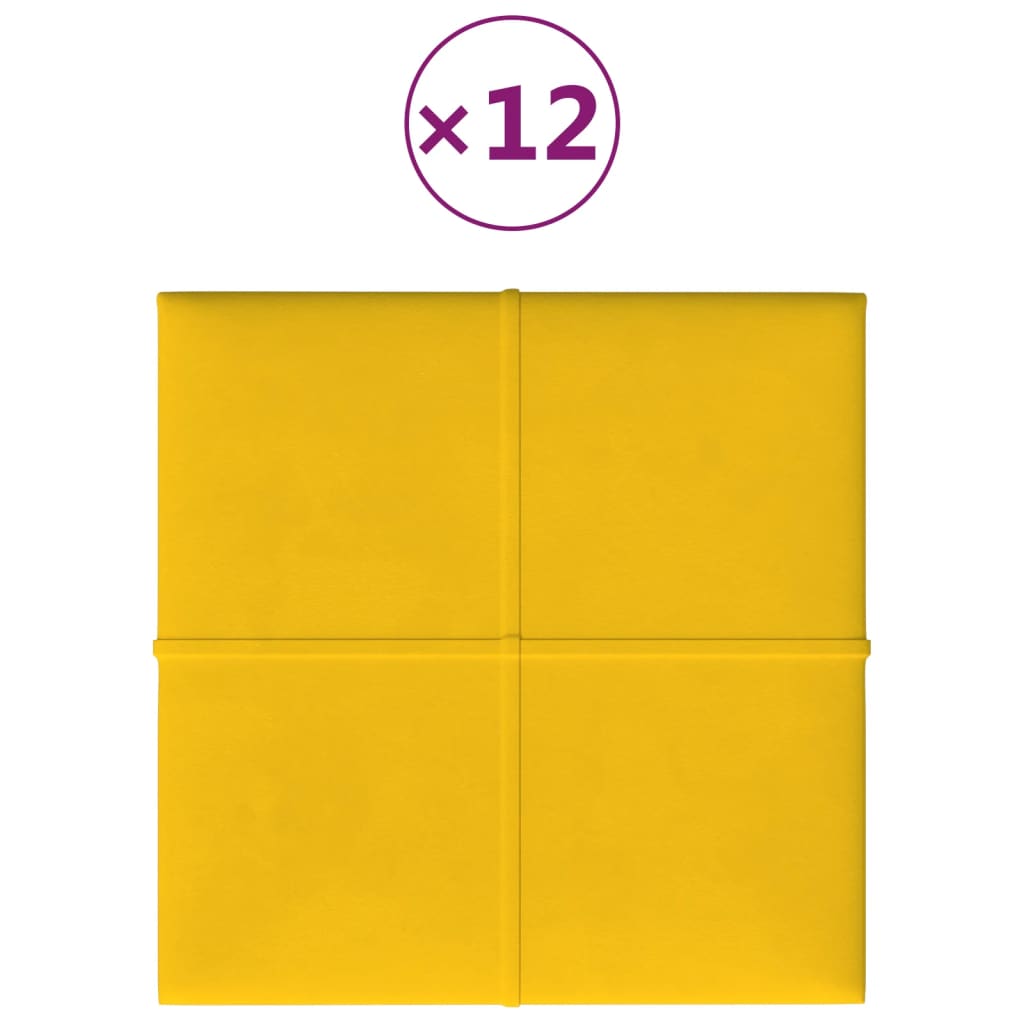 Panneaux muraux vidaxl 12 st 1,08 m² 30x30 cm en velours jaune