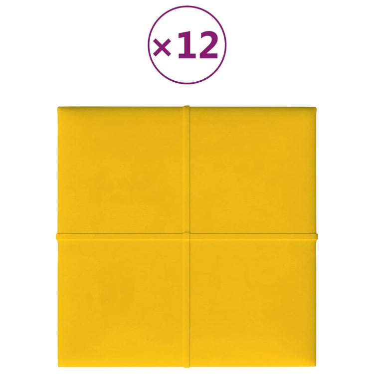 Panneaux muraux vidaxl 12 st 1,08 m² 30x30 cm en velours jaune