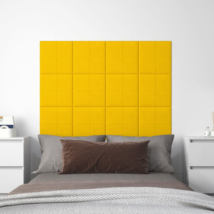 Panneaux muraux vidaxl 12 st 1,08 m² 30x30 cm en velours jaune