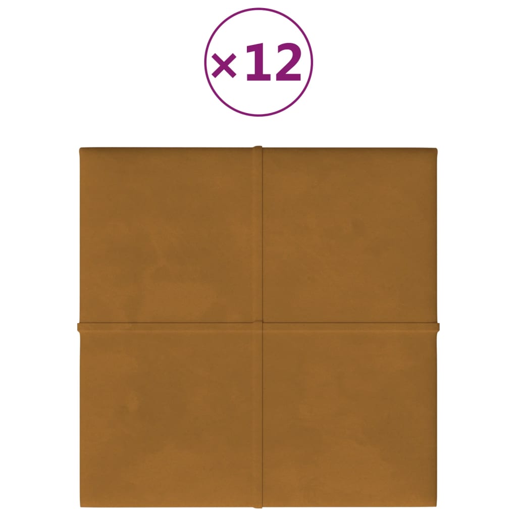 Panneaux muraux vidaxl 12 st 1,08 m² 30x30 cm en velours marron