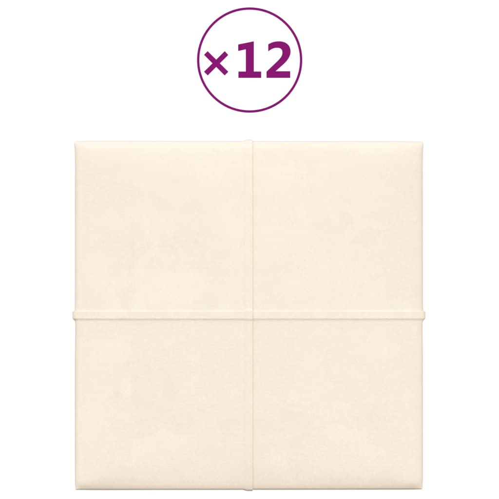 Panneaux muraux Vidaxl 12 ST 1,08 m² 30x30 cm Crème en velours -colore