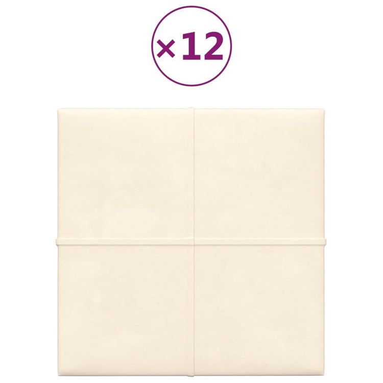 Panneaux muraux Vidaxl 12 ST 1,08 m² 30x30 cm Crème en velours -colore