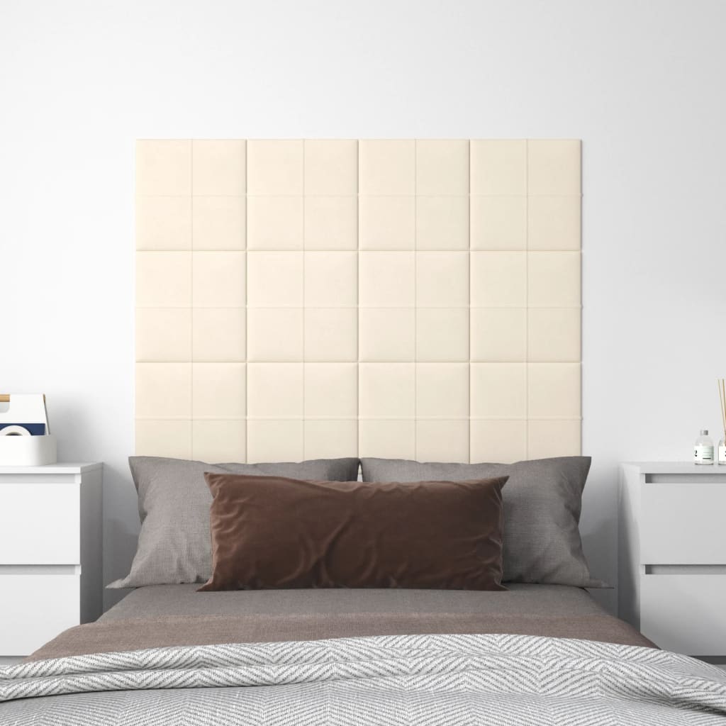 Panneaux muraux Vidaxl 12 ST 1,08 m² 30x30 cm Crème en velours -colore