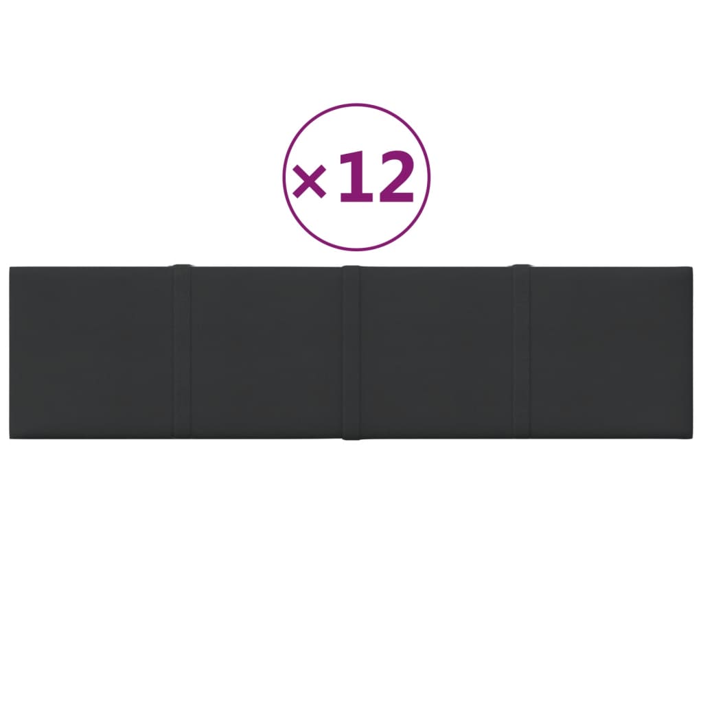 Panneaux muraux vidaxl 12 st 1,08 m² 60x15 cm tissu noir