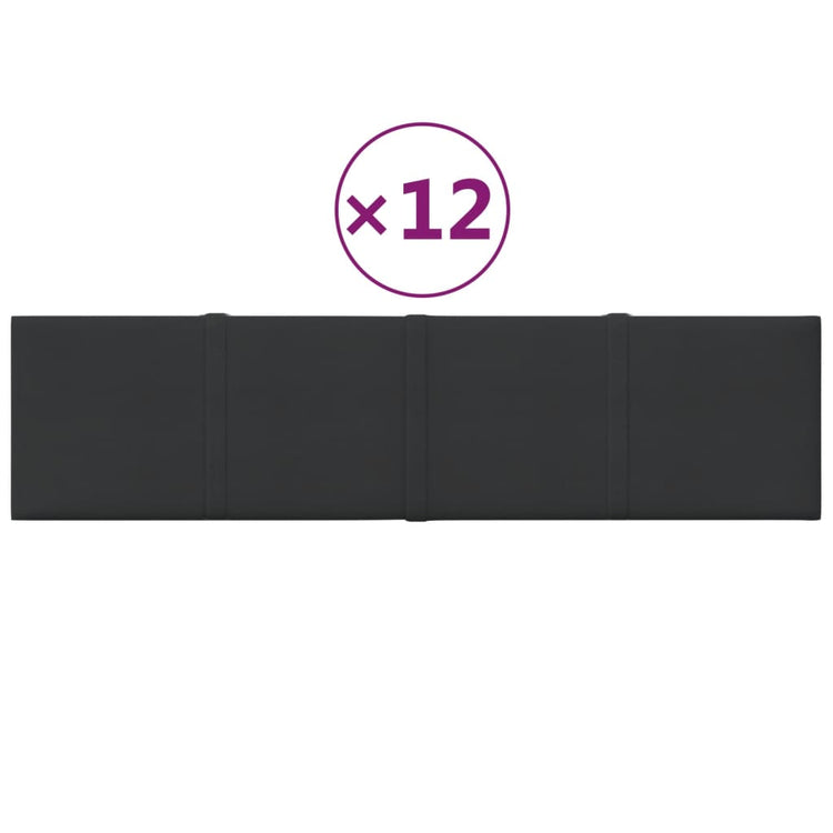 Panneaux muraux vidaxl 12 st 1,08 m² 60x15 cm tissu noir