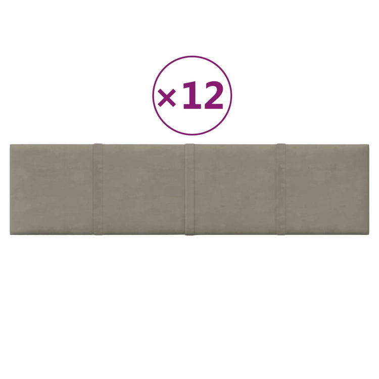 Panneaux muraux vidaxl 12 st 1,08 m² 60x15 cm en velours gris clair