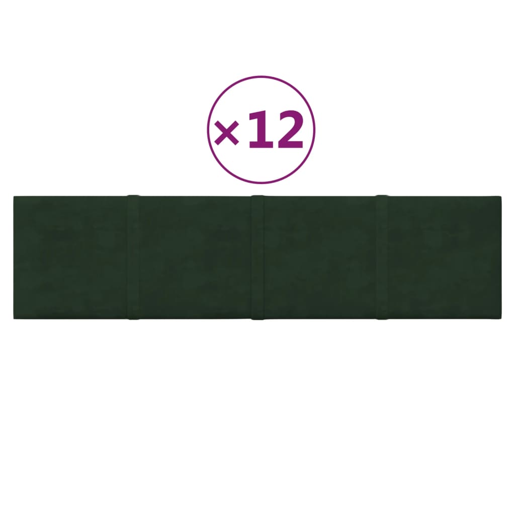 Panneaux muraux vidaxl 12 st 1,08 m² 60x15 cm en velours vert foncé