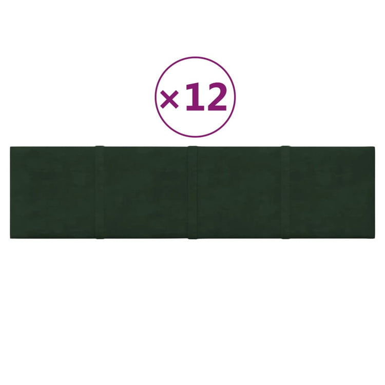 Panneaux muraux vidaxl 12 st 1,08 m² 60x15 cm en velours vert foncé
