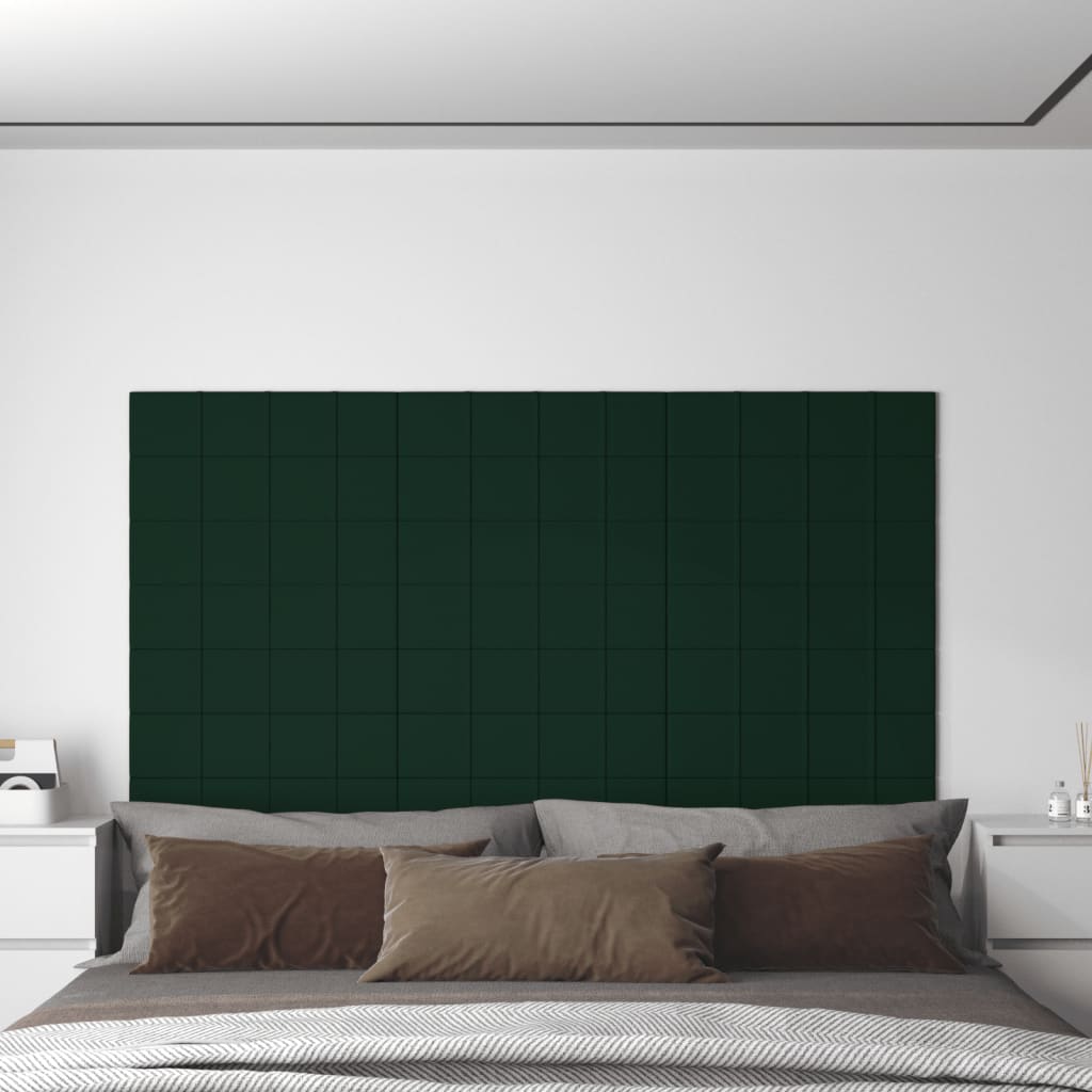 Panneaux muraux vidaxl 12 st 1,08 m² 60x15 cm en velours vert foncé