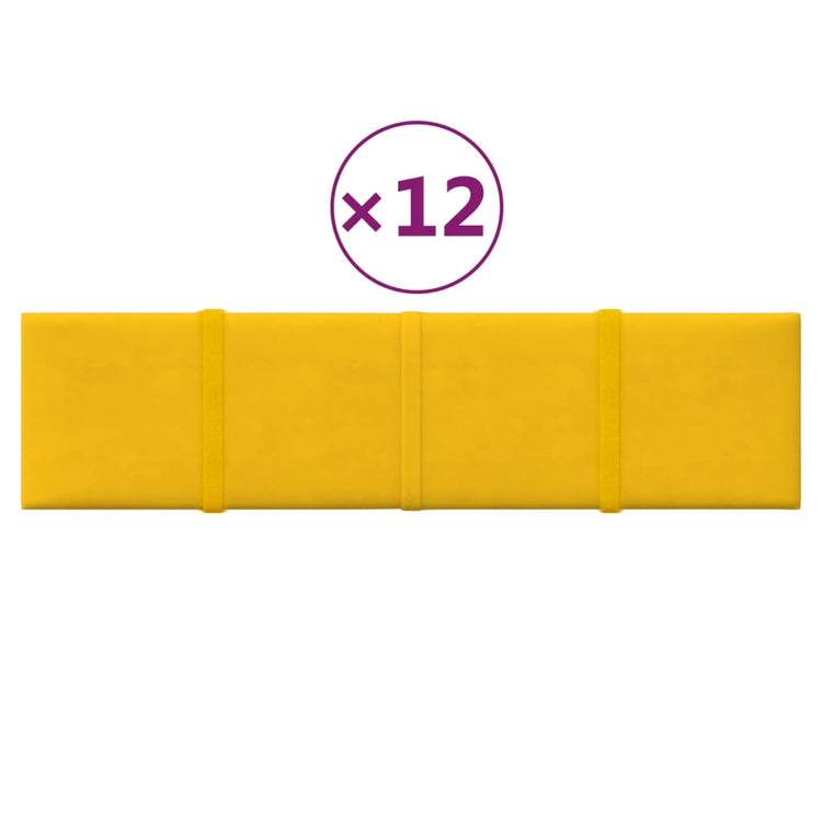 Panneaux muraux vidaxl 12 st 1,08 m² 60x15 cm en velours jaune