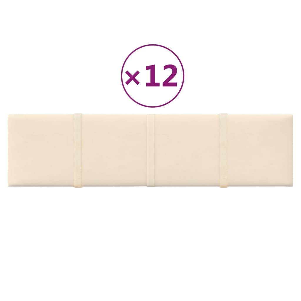 Panneaux muraux Vidaxl 12 ST 1,08 m² 60x15 cm Crème en velours -colore
