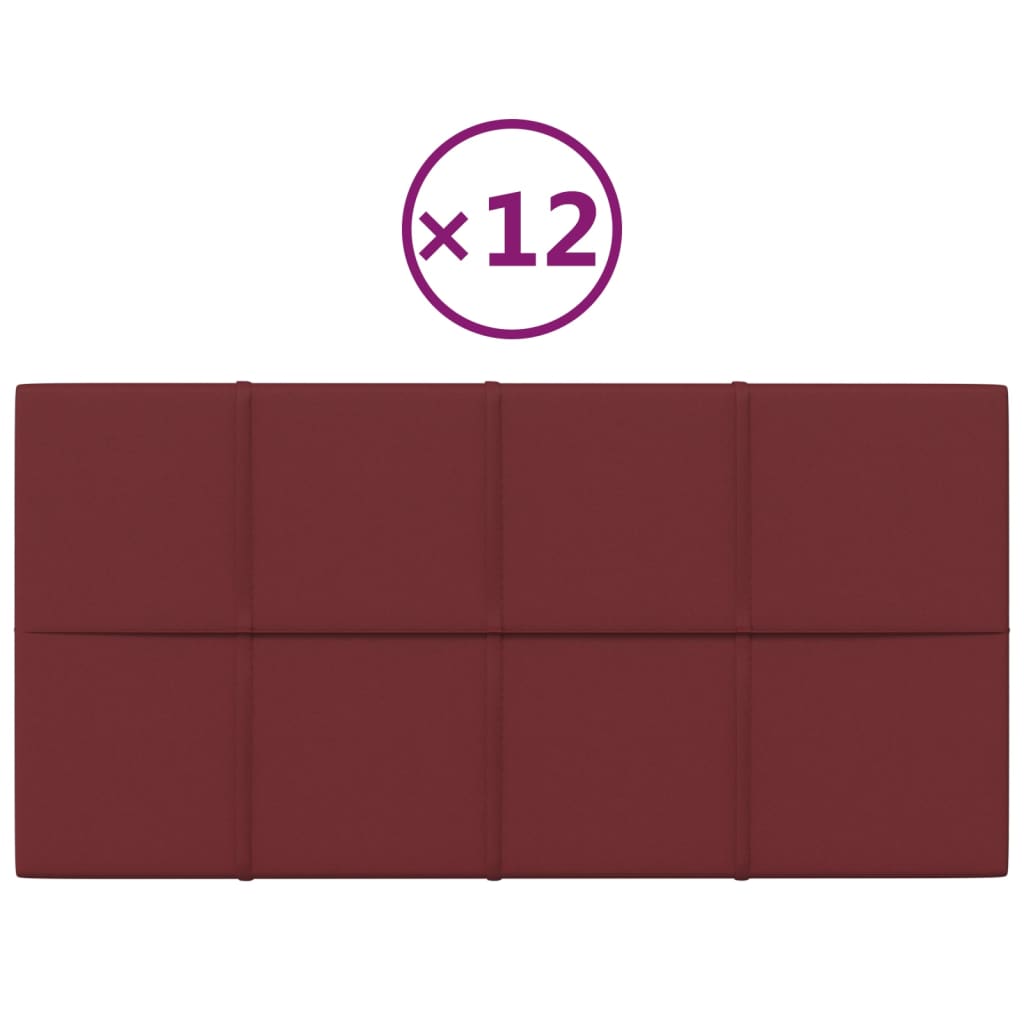 Panneaux muraux vidaxl 12 st 2,16 m² 60x30 cm de tissu rouge