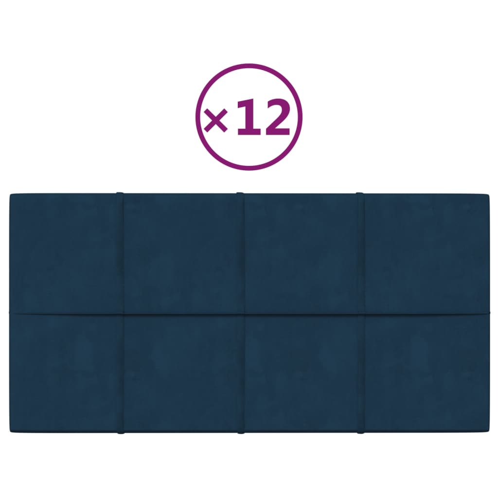 Panneaux muraux vidaxl 12 st 2,16 m² 60x30 cm en velours bleu