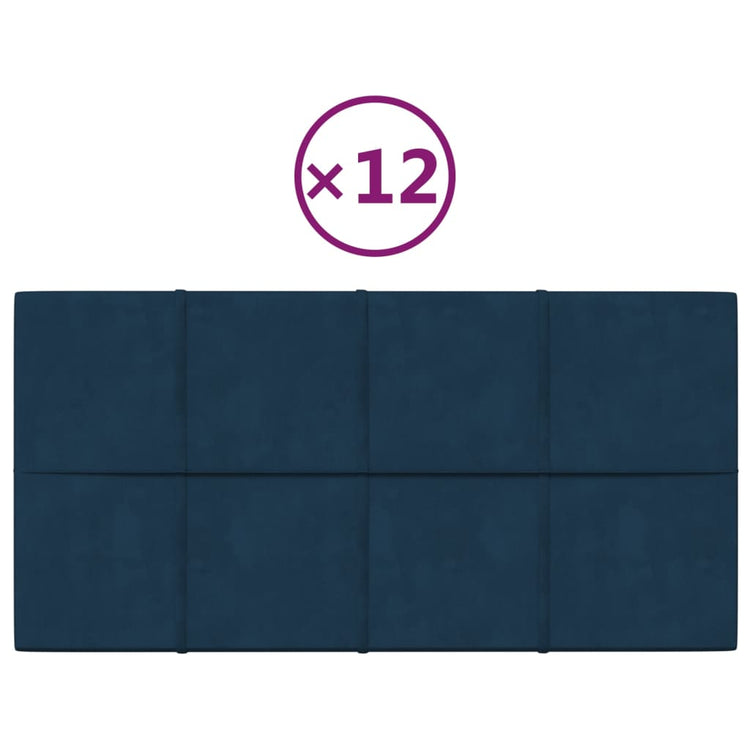Panneaux muraux vidaxl 12 st 2,16 m² 60x30 cm en velours bleu