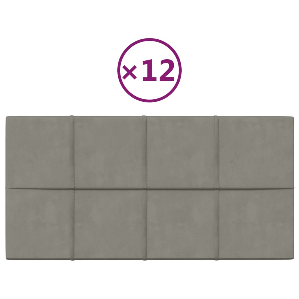 Panneaux muraux vidaxl 12 st 2,16 m² 60x30 cm en velours gris clair