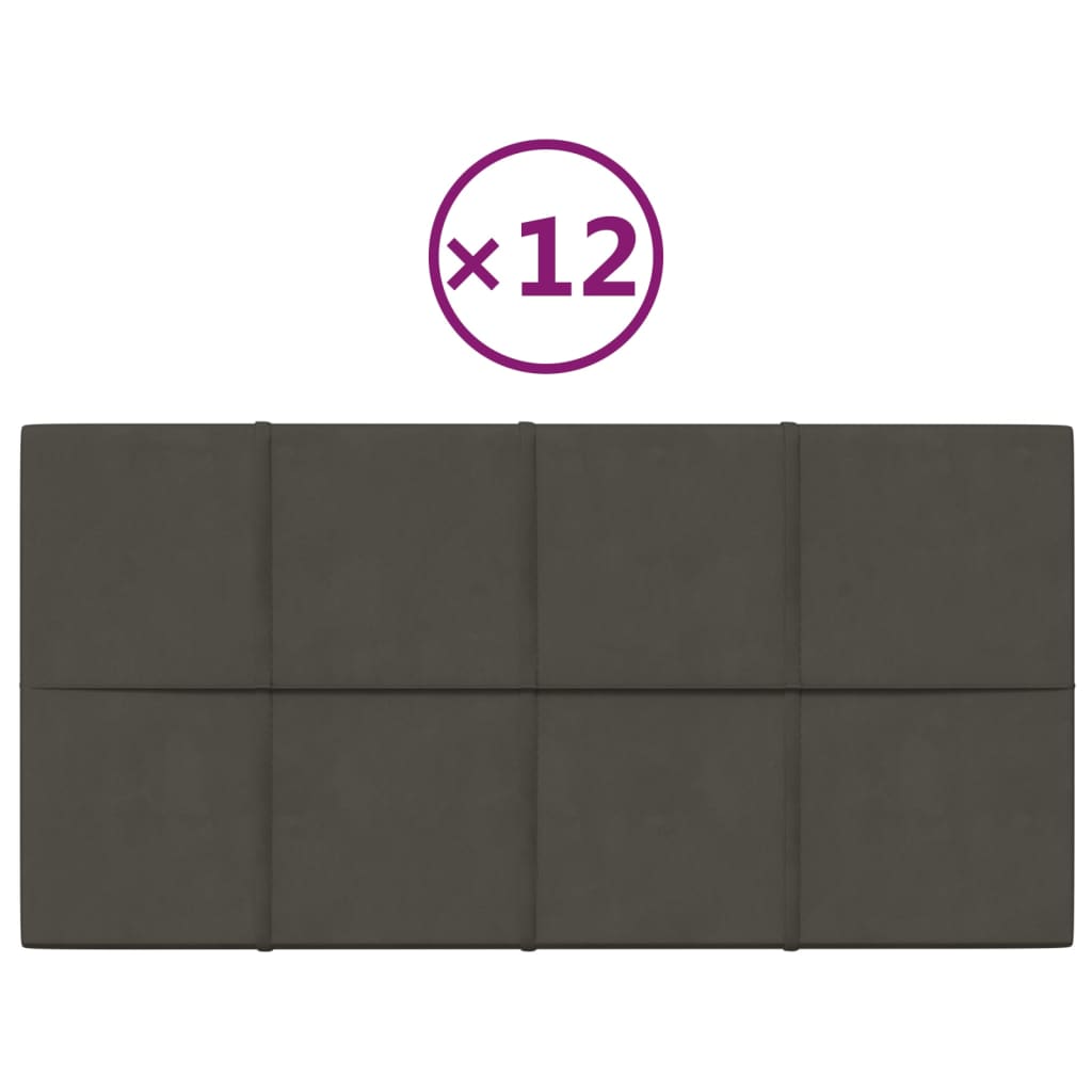 Panneaux muraux Vidaxl 12 st 2,16 m² 60x30 cm en velours gris foncé