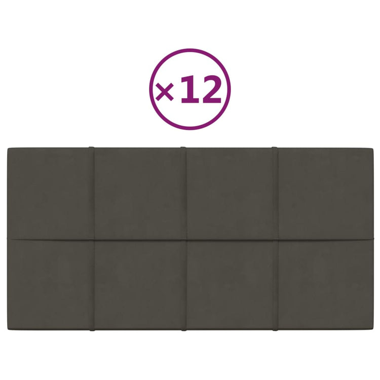 Panneaux muraux Vidaxl 12 st 2,16 m² 60x30 cm en velours gris foncé