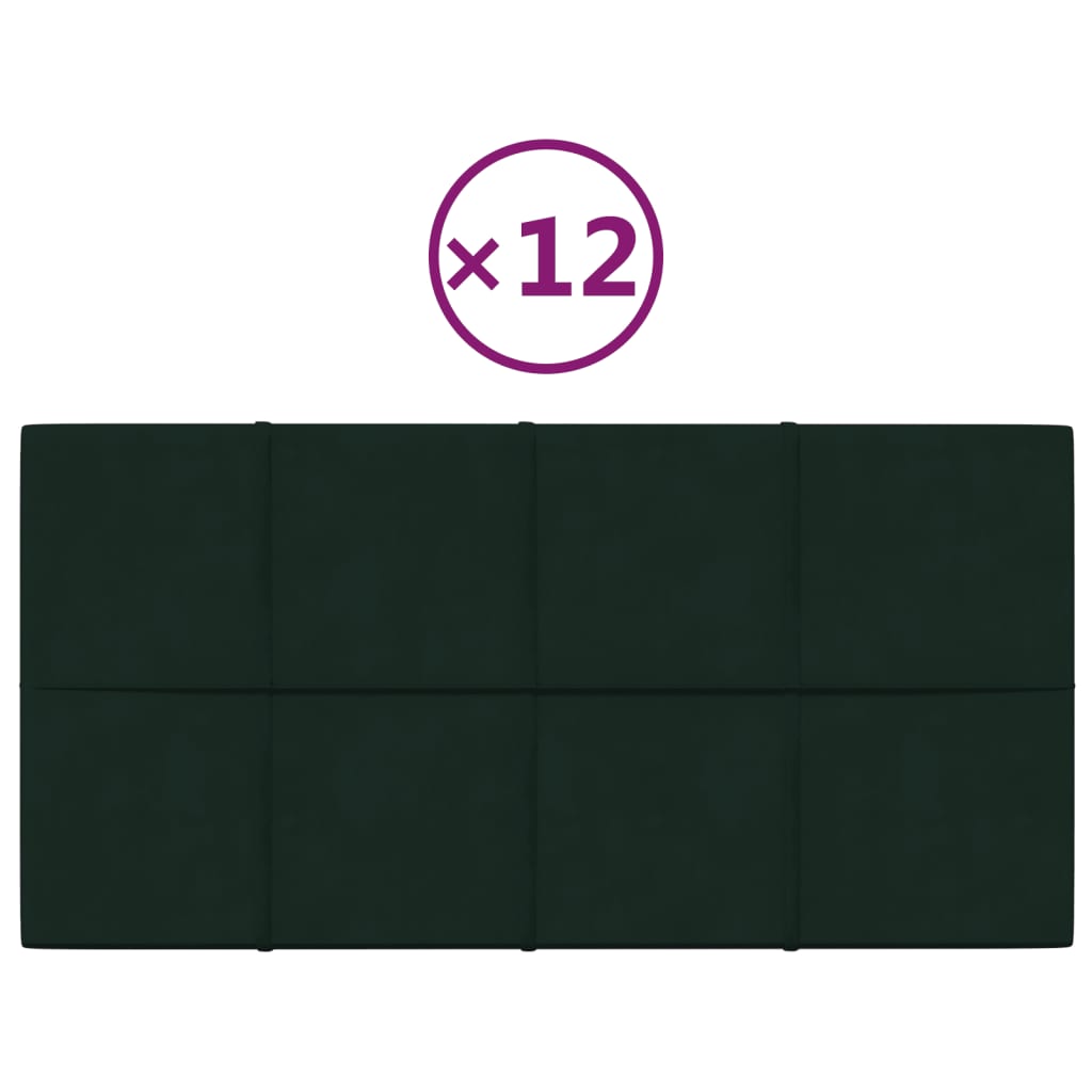 Panneaux muraux Vidaxl 12 ST 2,16 m² 60x30 cm Velvet vert foncé