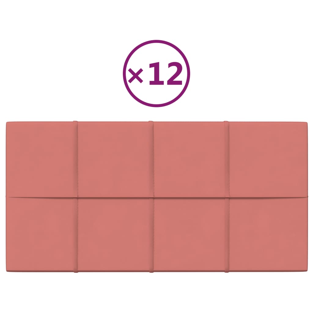 Panneaux muraux vidaxl 12 st 2,16 m² 60x30 cm en velours rose