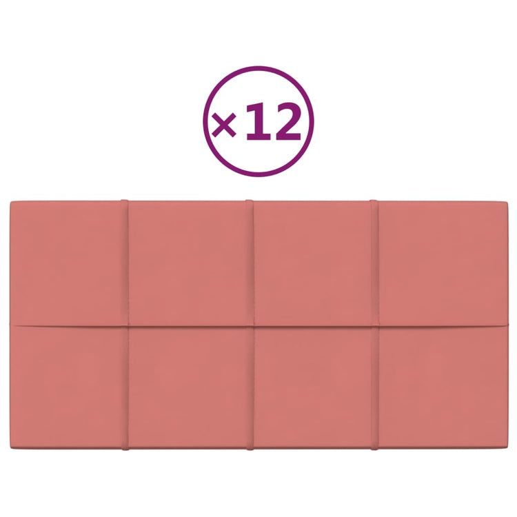 Panneaux muraux vidaxl 12 st 2,16 m² 60x30 cm en velours rose