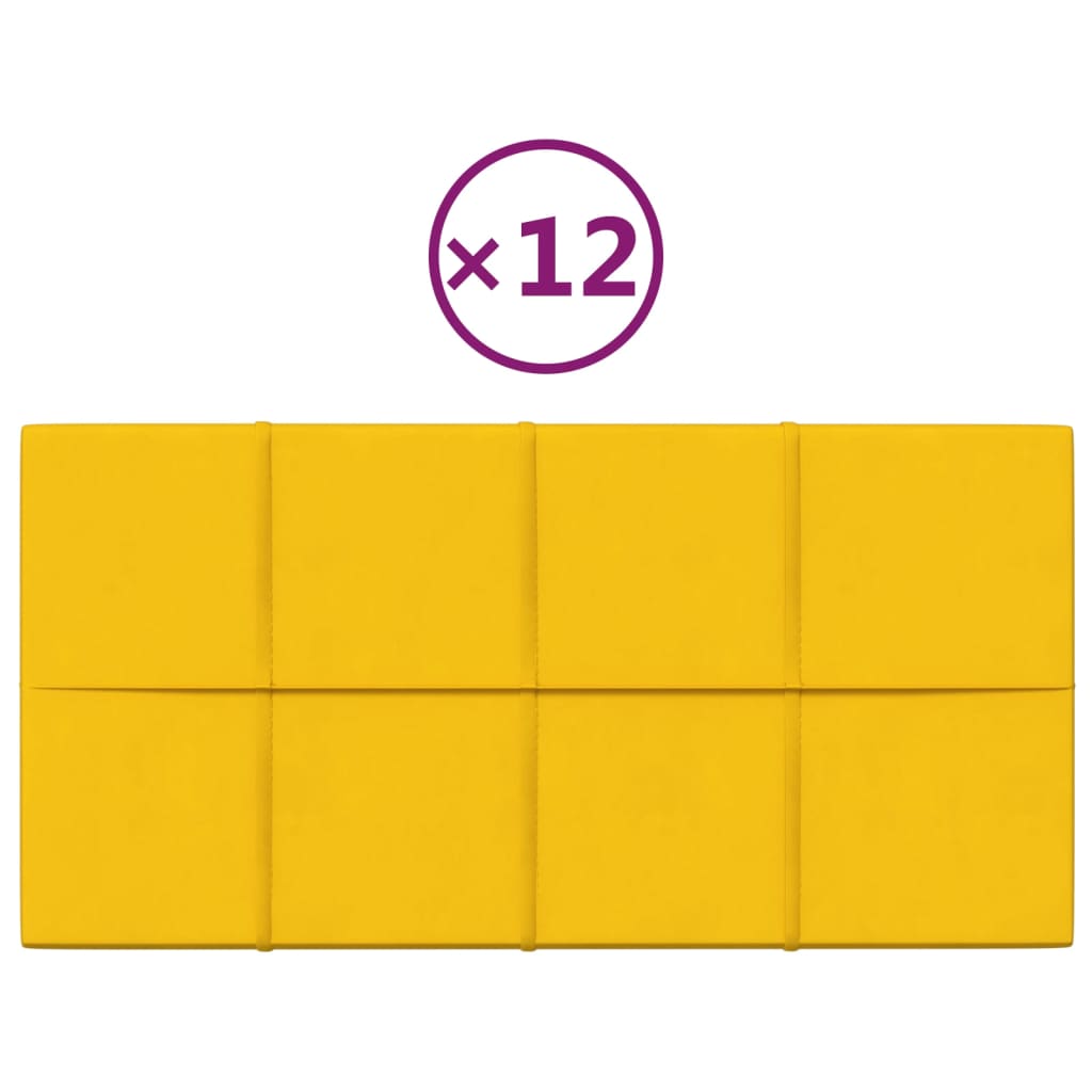 Panneaux muraux vidaxl 12 st 2,16 m² 60x30 cm en velours jaune