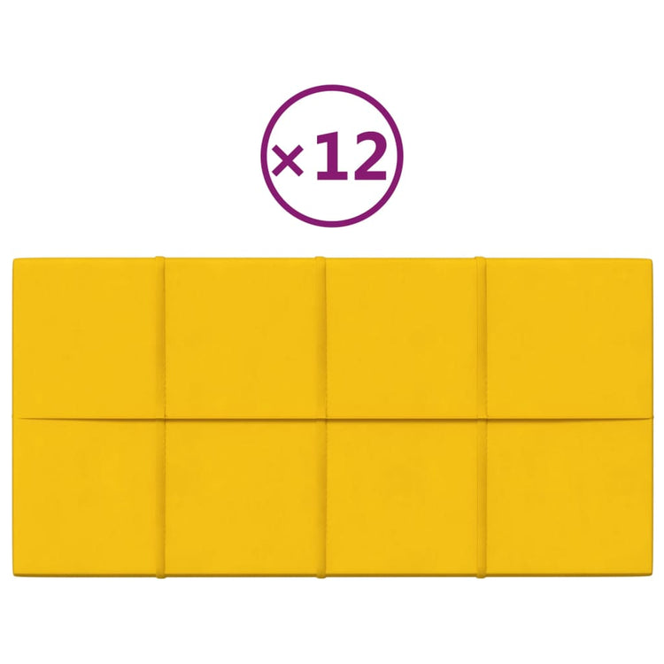 Panneaux muraux vidaxl 12 st 2,16 m² 60x30 cm en velours jaune