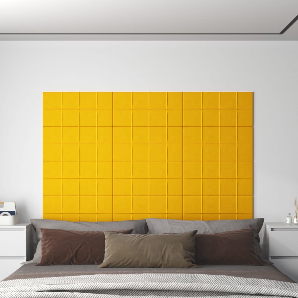 Panneaux muraux vidaxl 12 st 2,16 m² 60x30 cm en velours jaune