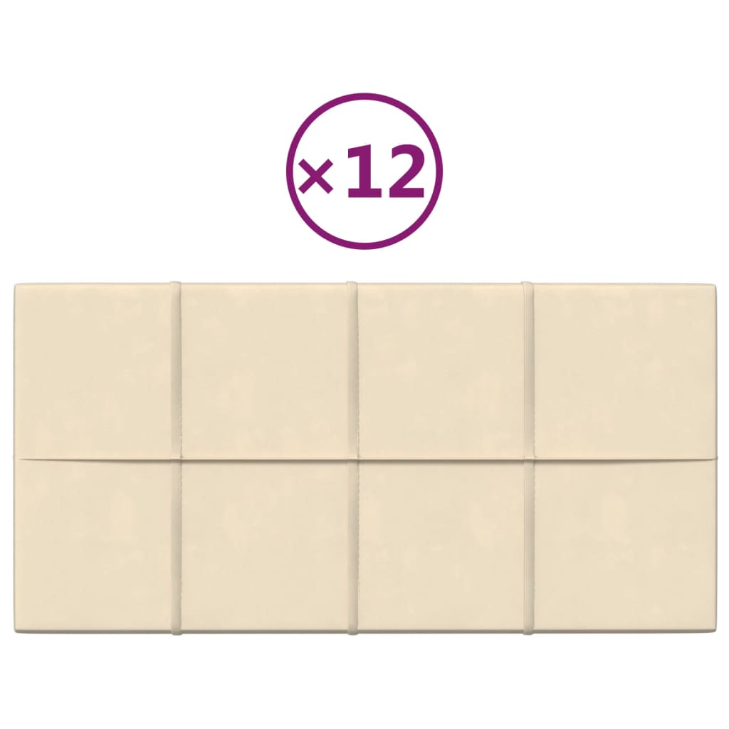 Panneaux muraux Vidaxl 12 ST 2,16 M² 60x30 cm Crème en velours -colore