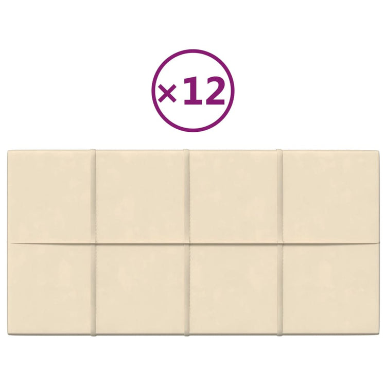 Panneaux muraux Vidaxl 12 ST 2,16 M² 60x30 cm Crème en velours -colore