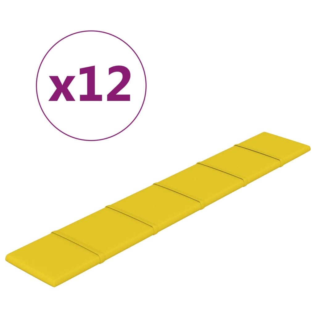 Panneaux muraux Vidaxl 12 ST 1,62 m² 90x15 cm Tissu jaune clair