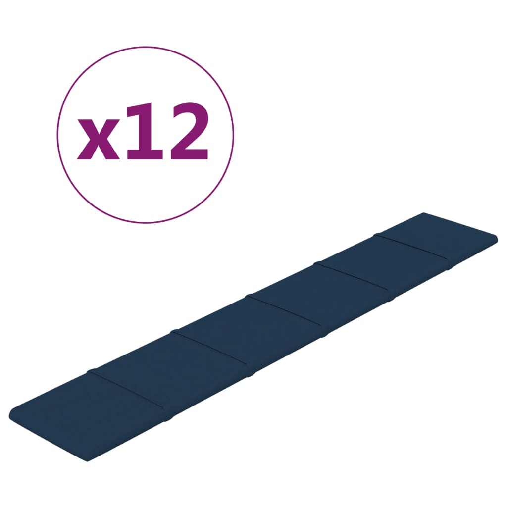 Panneaux muraux vidaxl 12 st 1,62 m² 90x15 cm en velours bleu