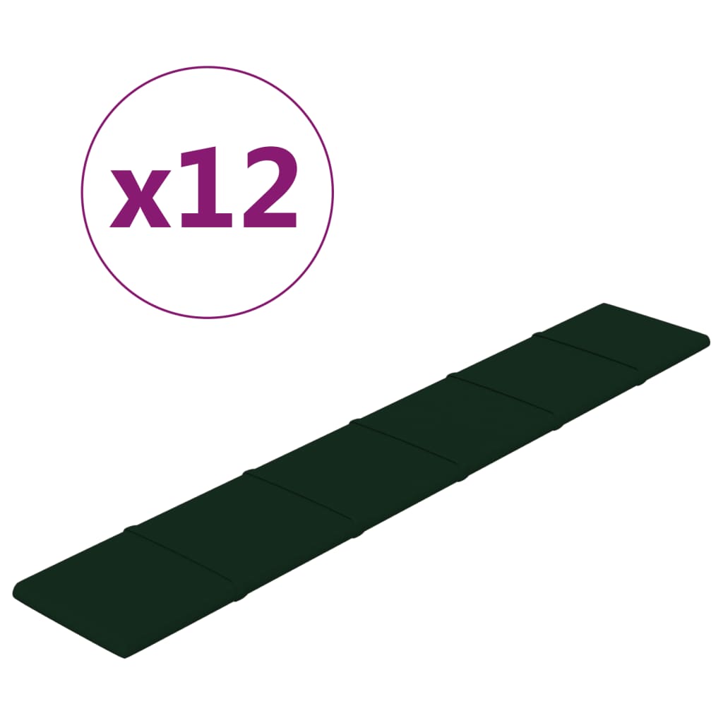 Panneaux muraux vidaxl 12 st 1,62 m² 90x15 cm en velours vert foncé