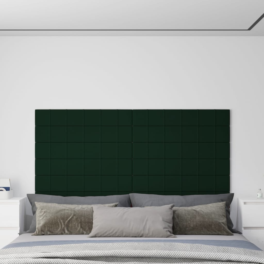 Panneaux muraux vidaxl 12 st 1,62 m² 90x15 cm en velours vert foncé