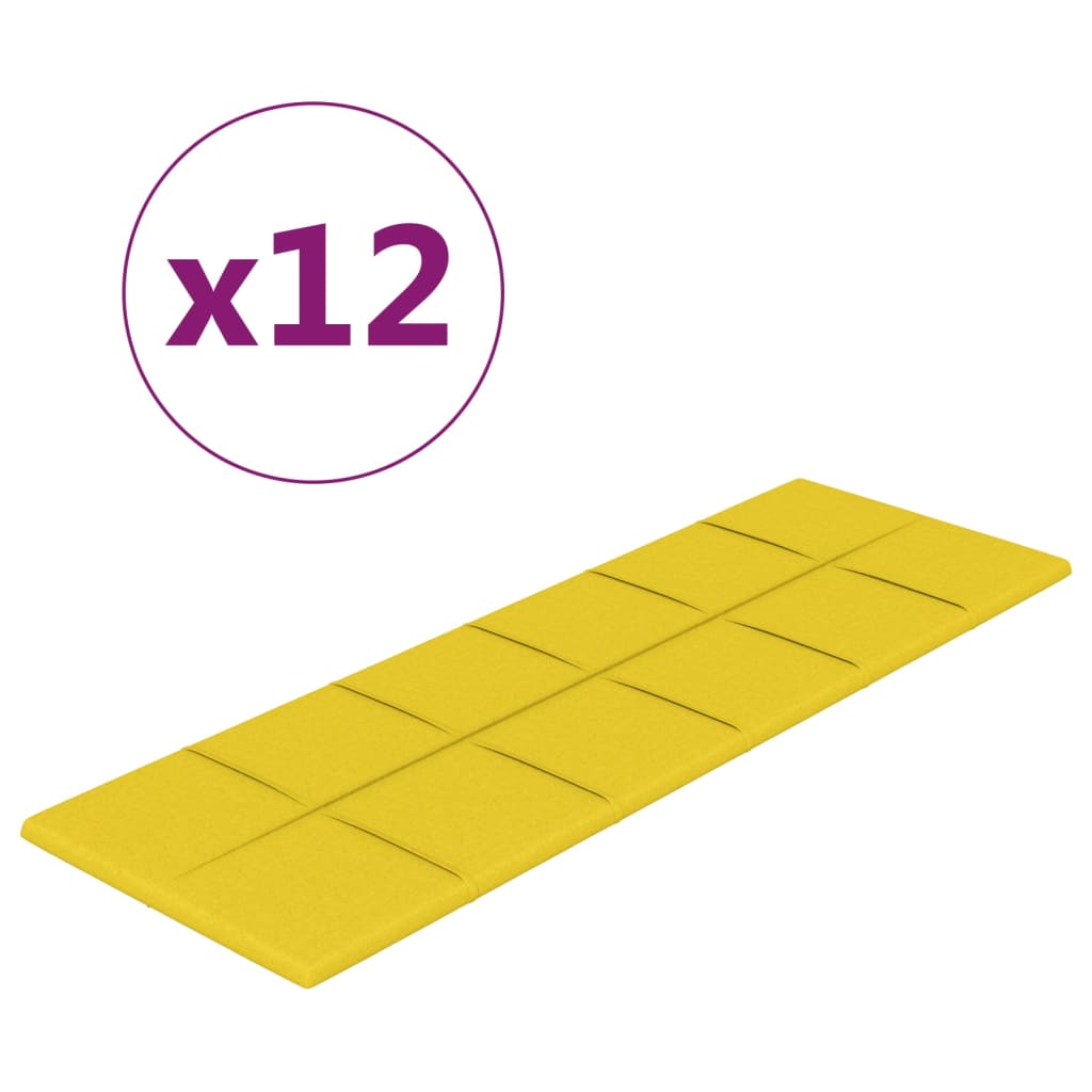 Panneaux muraux Vidaxl 12 ST 3,24 m² 90x30 cm Tissu jaune clair