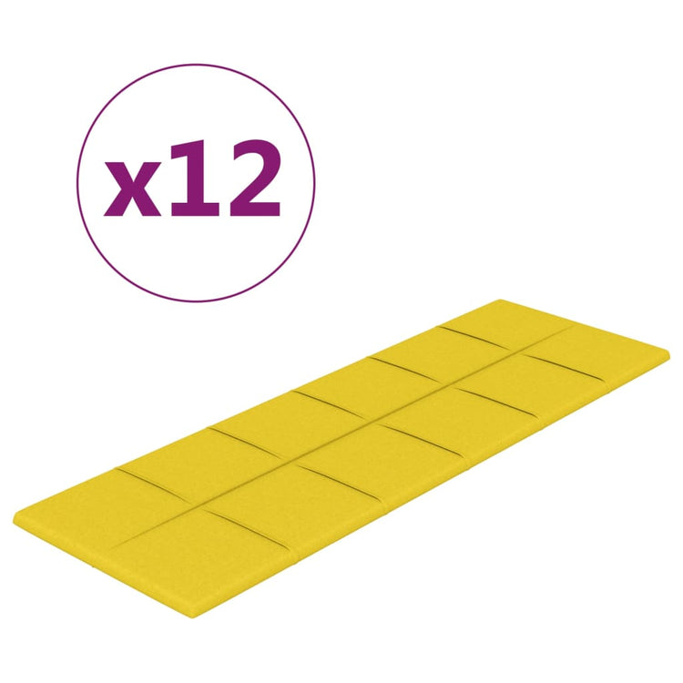 Panneaux muraux Vidaxl 12 ST 3,24 m² 90x30 cm Tissu jaune clair