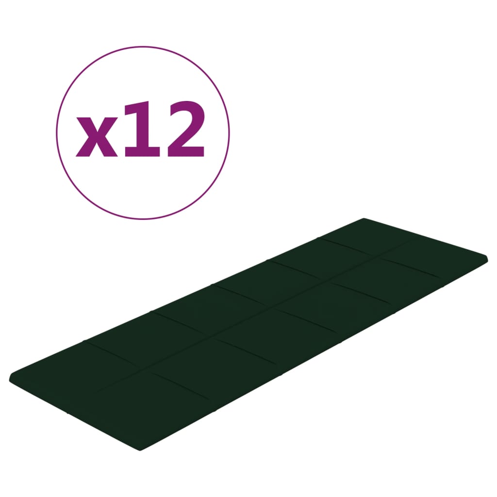 Panneaux muraux Vidaxl 12 ST 3,24 m² 90x30 cm Velvet vert foncé