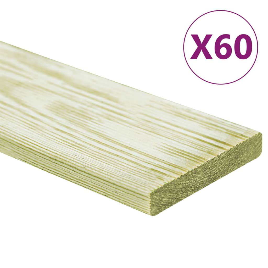 Planches de terra vidaxl 60 pcs 7,2 m² 1 m pin solide imprégné