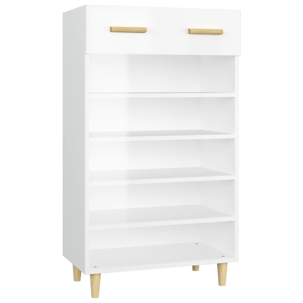Armoire à chaussures vidaxl 60x35x105 cm bois transformé haut brillant blanc