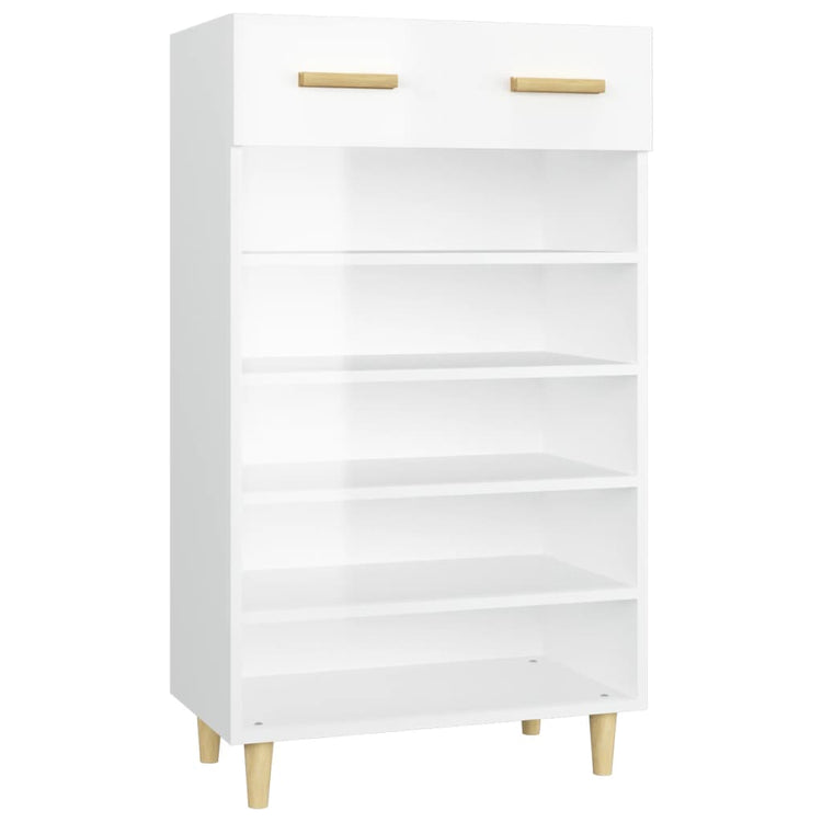 Armoire à chaussures vidaxl 60x35x105 cm bois transformé haut brillant blanc