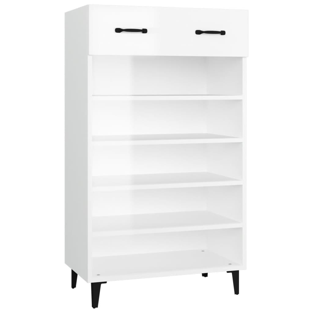 Armoire à chaussures vidaxl 60x35x105 cm bois transformé haut brillant blanc