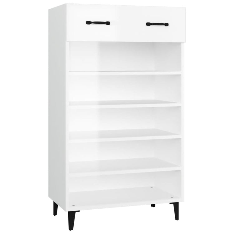 Armoire à chaussures vidaxl 60x35x105 cm bois transformé haut brillant blanc
