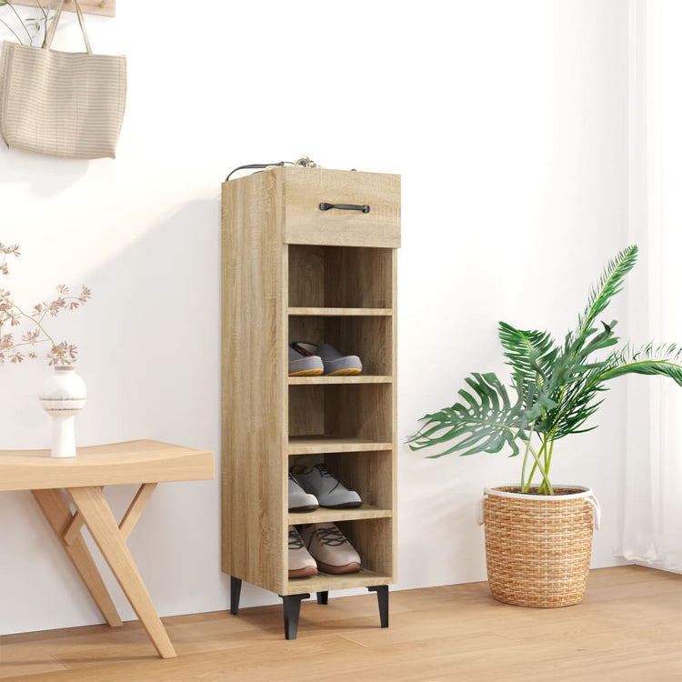 Armoire à chaussures vidaxl 30x35x105 cm en bois de bois de chêne sonoma coloré