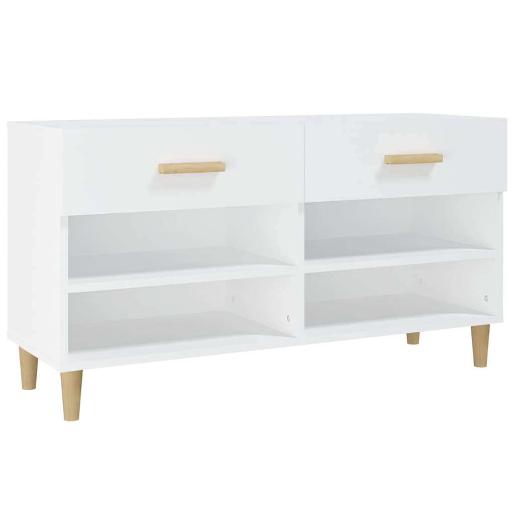 Armoire à chaussures vidaxl 102x35x55 cm en bois transformé blanc