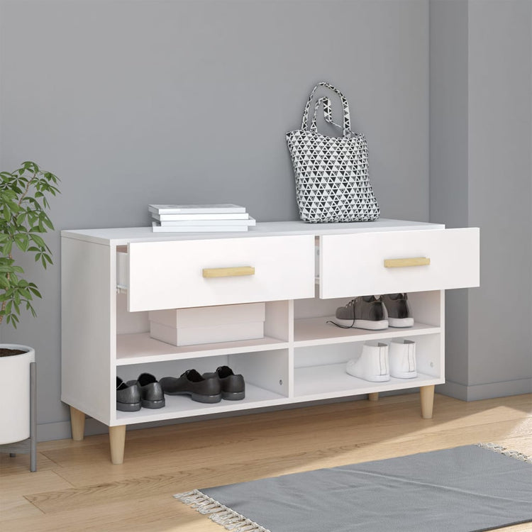 Armoire à chaussures vidaxl 102x35x55 cm en bois transformé blanc