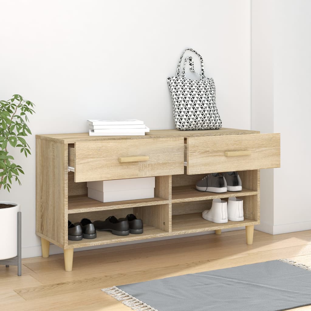 Armoire à chaussures vidaxl 102x35x55 cm en bois de bois de chêne sonoma coloré