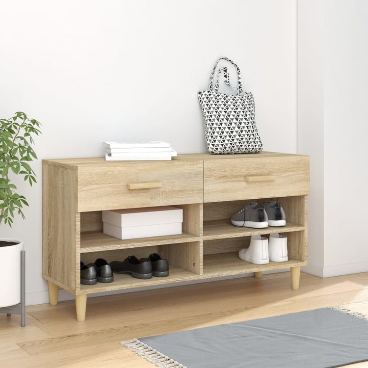 Armoire à chaussures vidaxl 102x35x55 cm en bois de bois de chêne sonoma coloré
