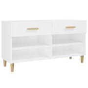 Armoire à chaussures vidaxl 102x35x55 cm en bois de bois haut brillant blanc - afbeelding 2