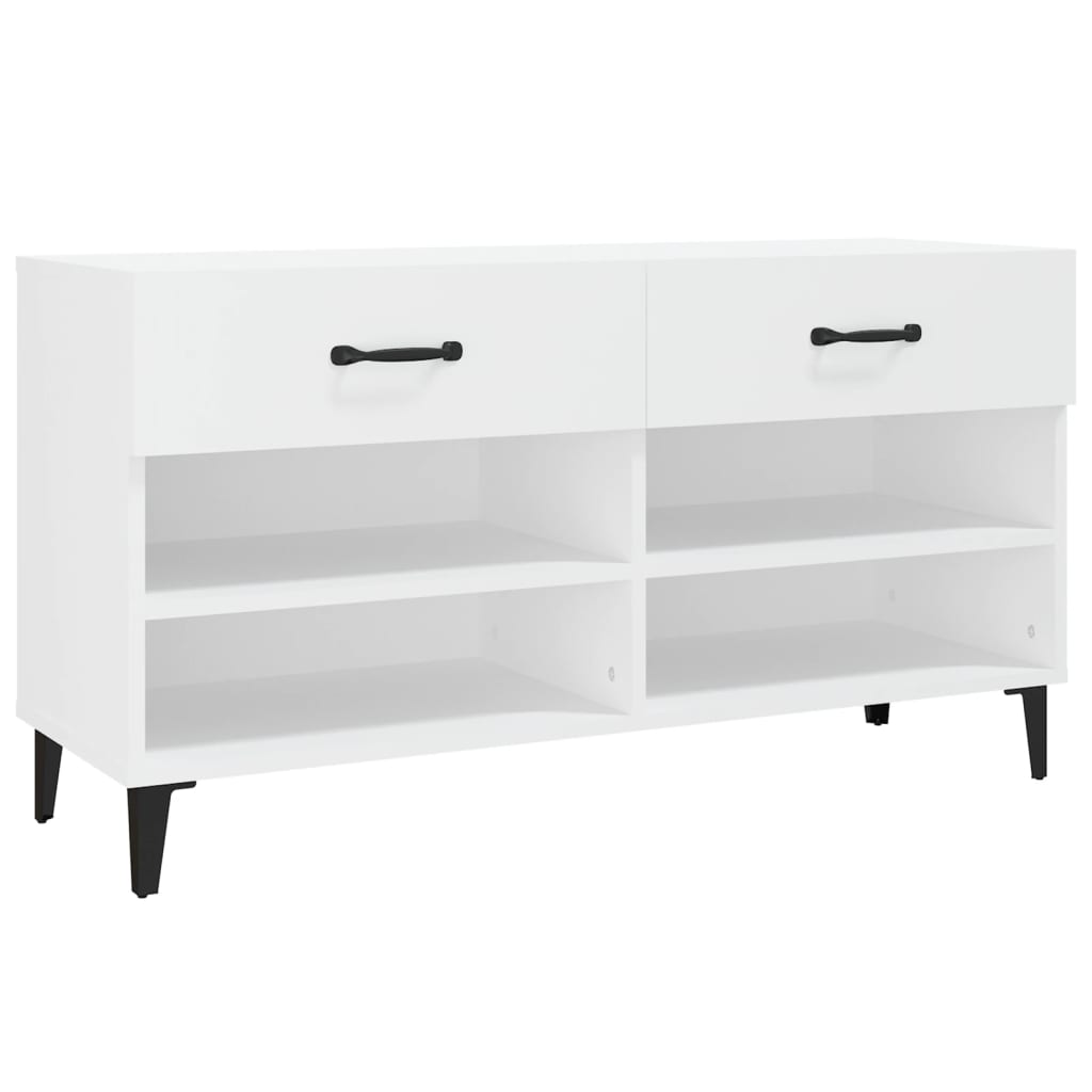 Armoire à chaussures vidaxl 102x35x55 cm en bois transformé blanc