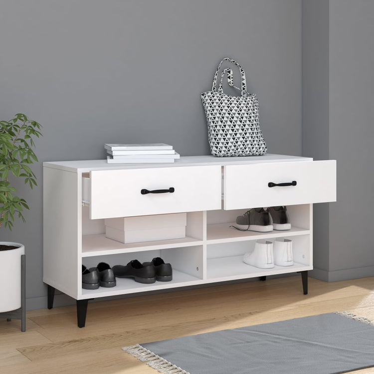 Armoire à chaussures vidaxl 102x35x55 cm en bois transformé blanc
